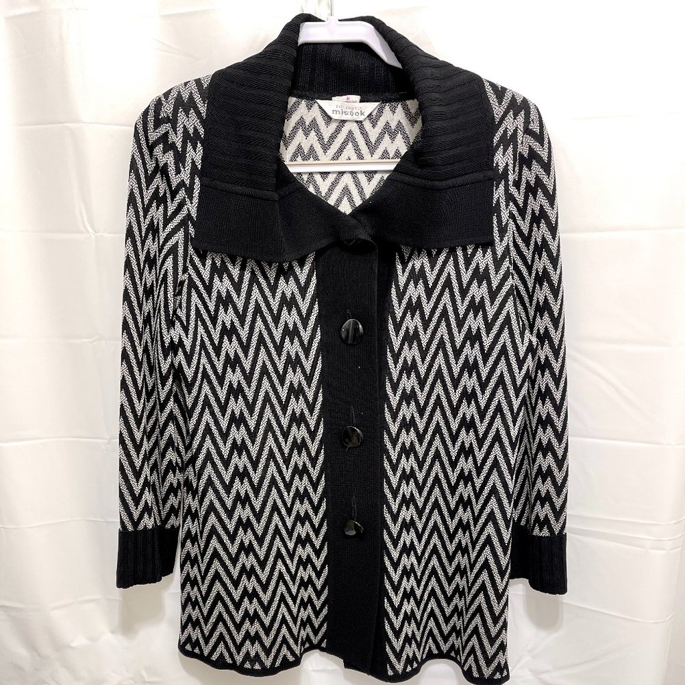 Exclusively Misook Button Front Knit Jacket, Sz M - image 1